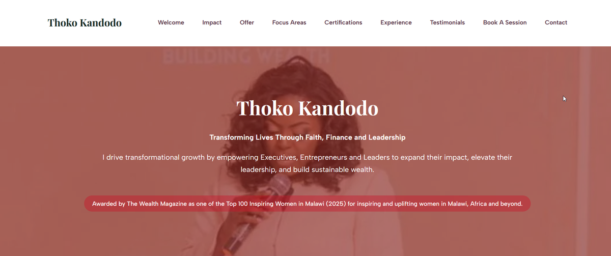 Thoko Kandodo website design